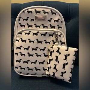 NWT - Madden Girl White and Black Dachshund Backpack & pouch Set